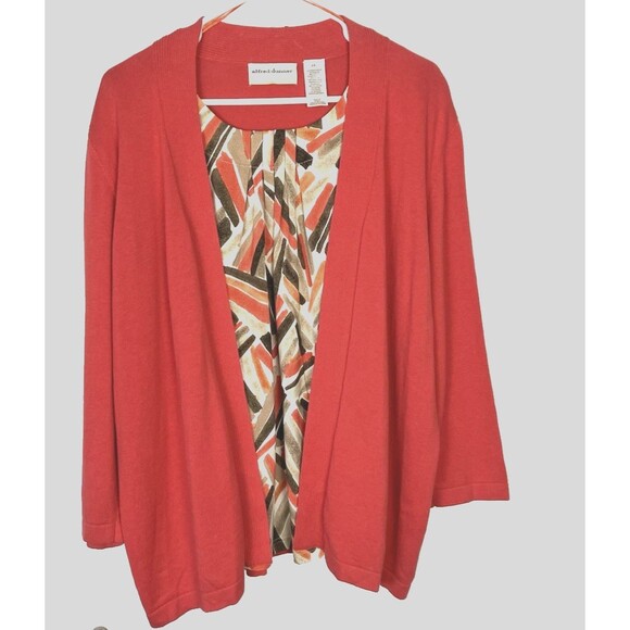 Alfred Dunner Womens Faux Layer Geometric Orange Sweater Size 2X - Picture 1 of 6